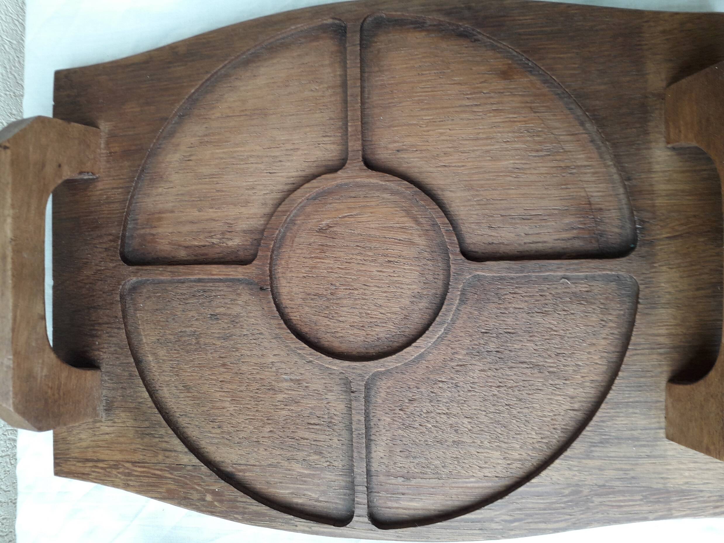 Wooden and glass serving tray