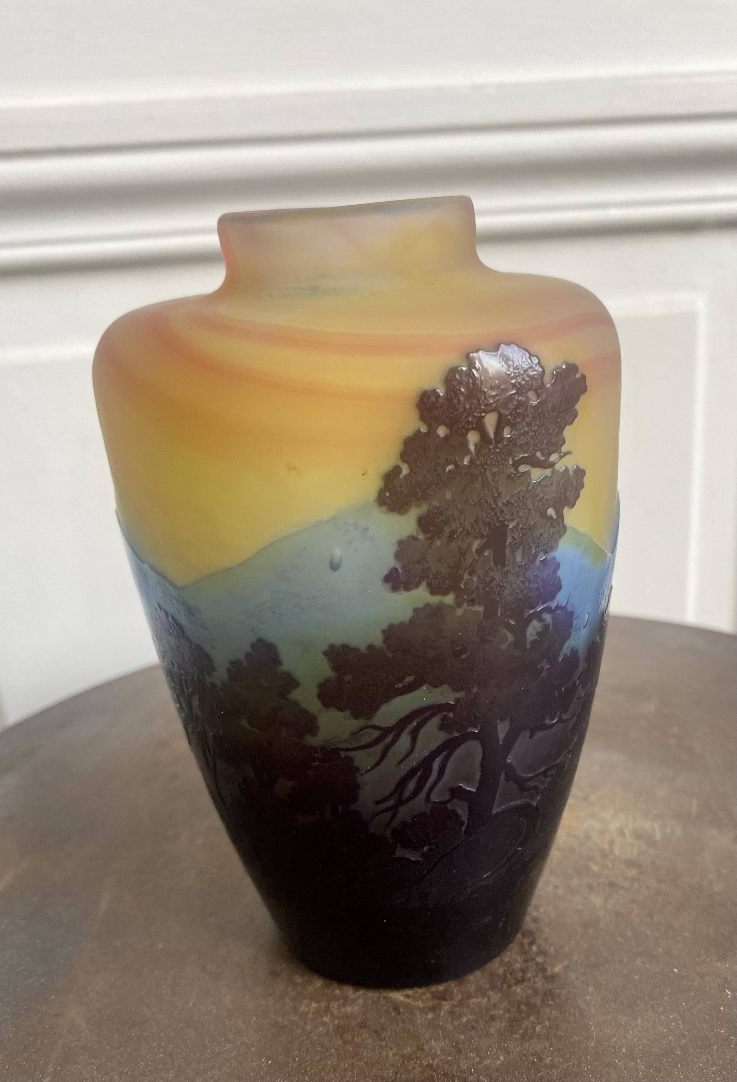 Gallé Blue Line Vase from the Vosges