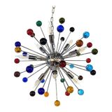 Contemporary Multicolor “Star” Glass Sputnik Gold Chandelier