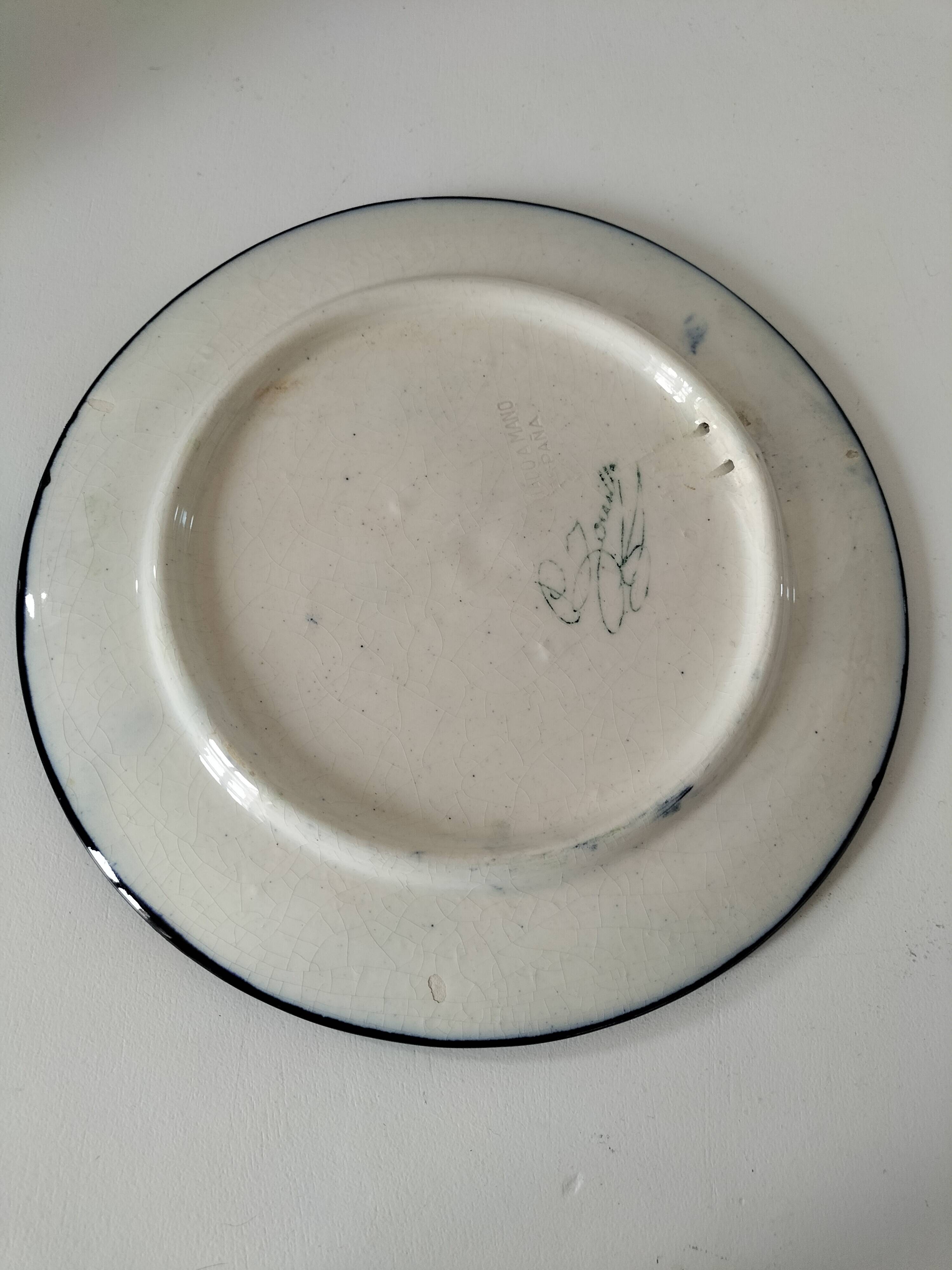 Hispano-Moorish handmade ceramic plate – green and orange decoration