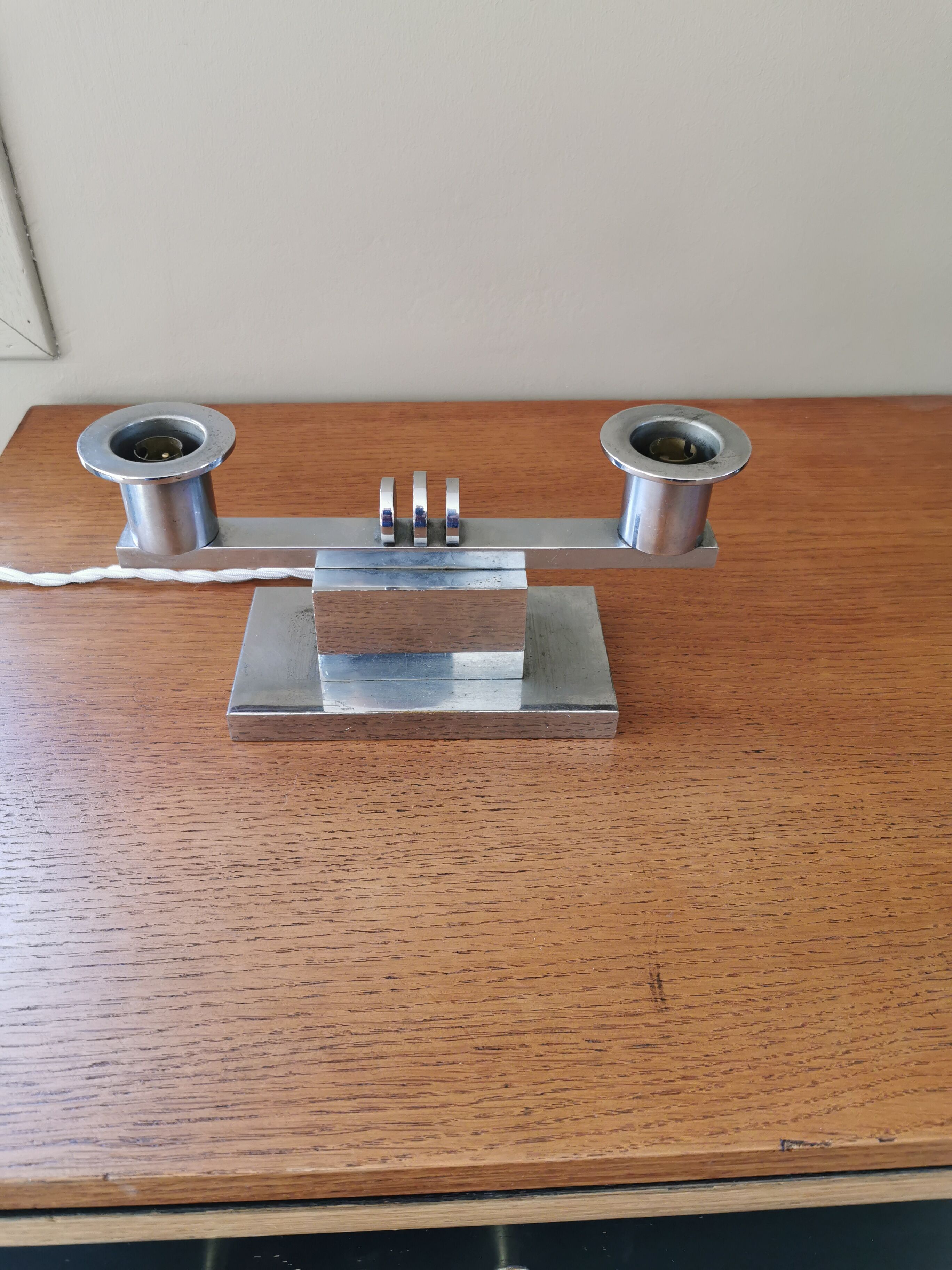 Art deco lamp foot in chrome metal