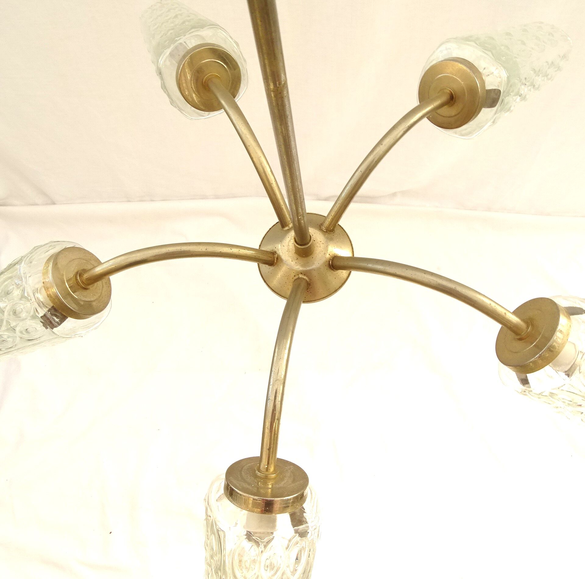 Transparent glass chandelier conical shape painted metal stucture