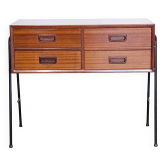 Scandinavian vintage console in teak and metal 1960