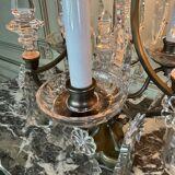 Pair of bronze and cut crystal girandoles circa 1900