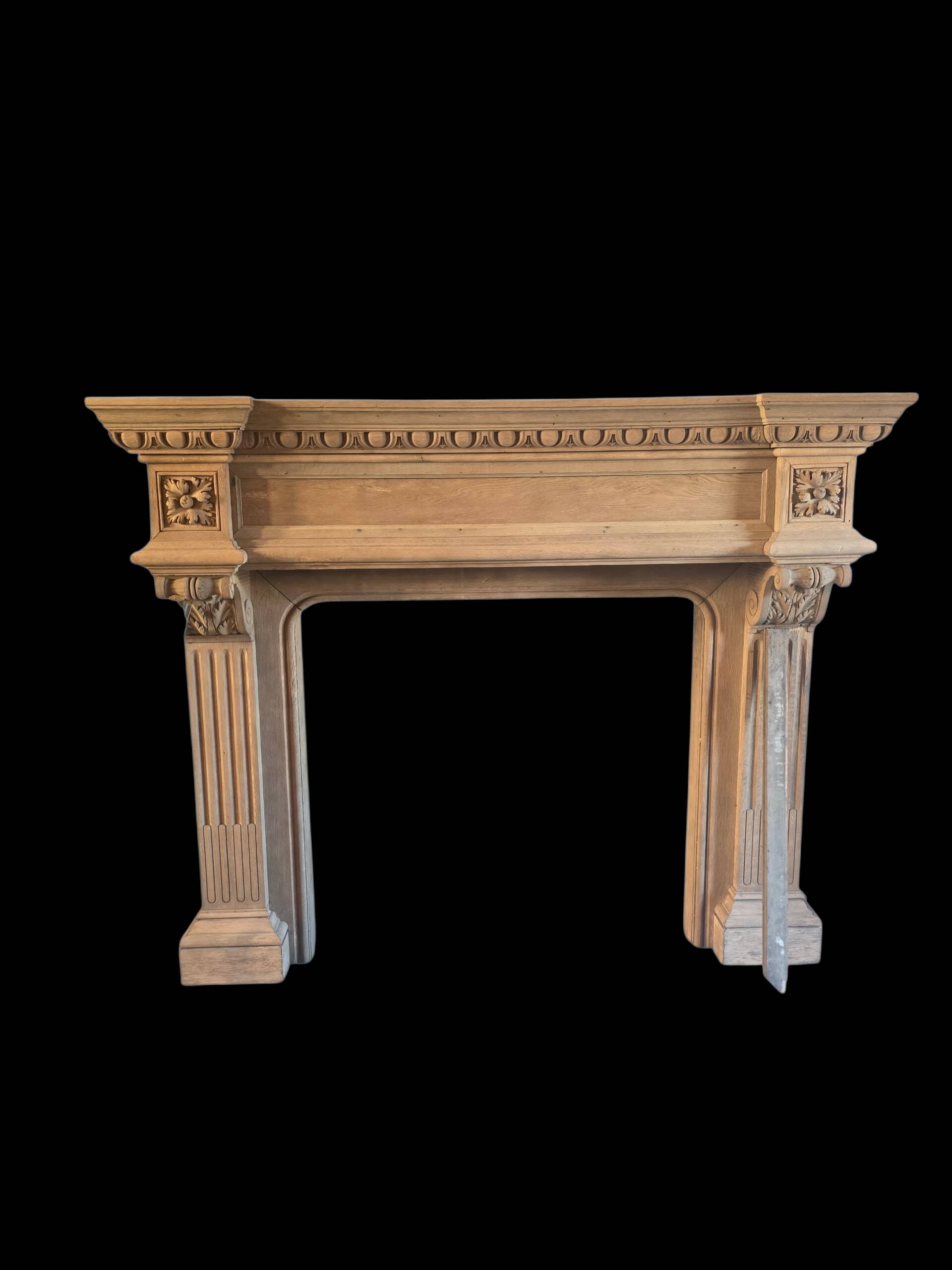 19th-century oak castle fireplace