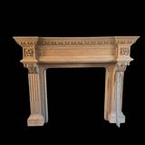 19th-century oak castle fireplace