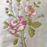 Toiletry set - metal and silk brush and hand mirror England from the 50s