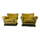 Set de 2 fauteuils vintage verts avec franges