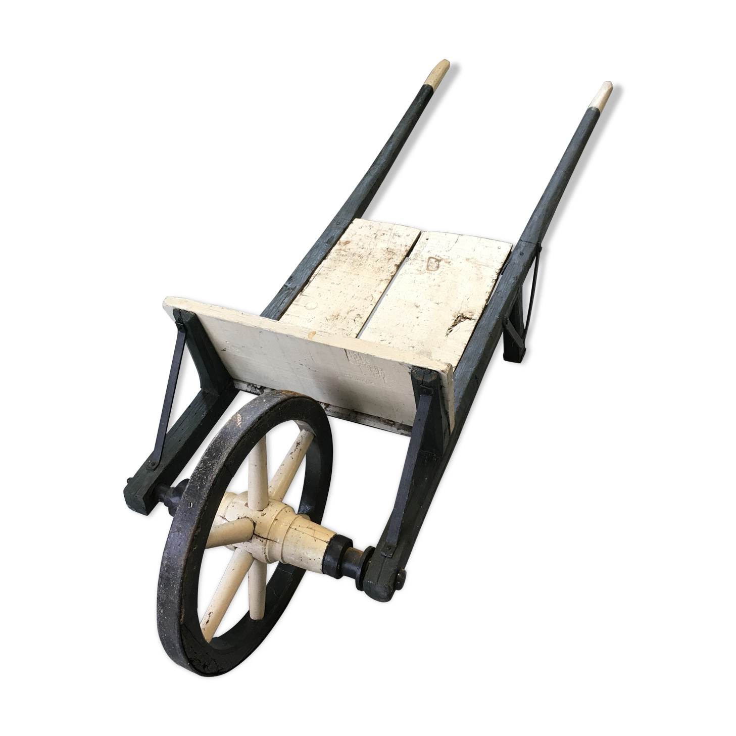 Painted wooden wheelbarrow