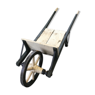 Painted wooden wheelbarrow