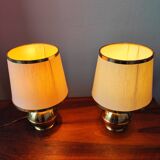 Pair of vintage 1970s Italian lamps in solid brass