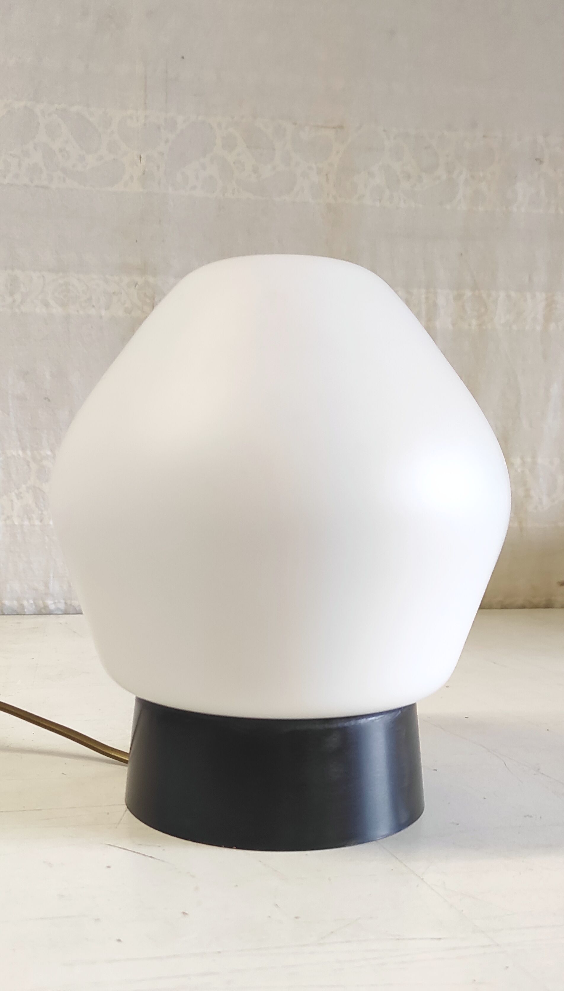 Ceiling light by PHILIPS in white glass and black ABS frame - 70's