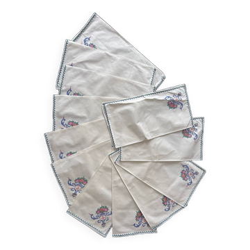 12 old hand-embroidered towels