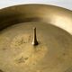 Copper spade candle holder covered with a golden film - handle small ring - for candle with rod