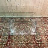 Glass and plexiglass coffee table signed