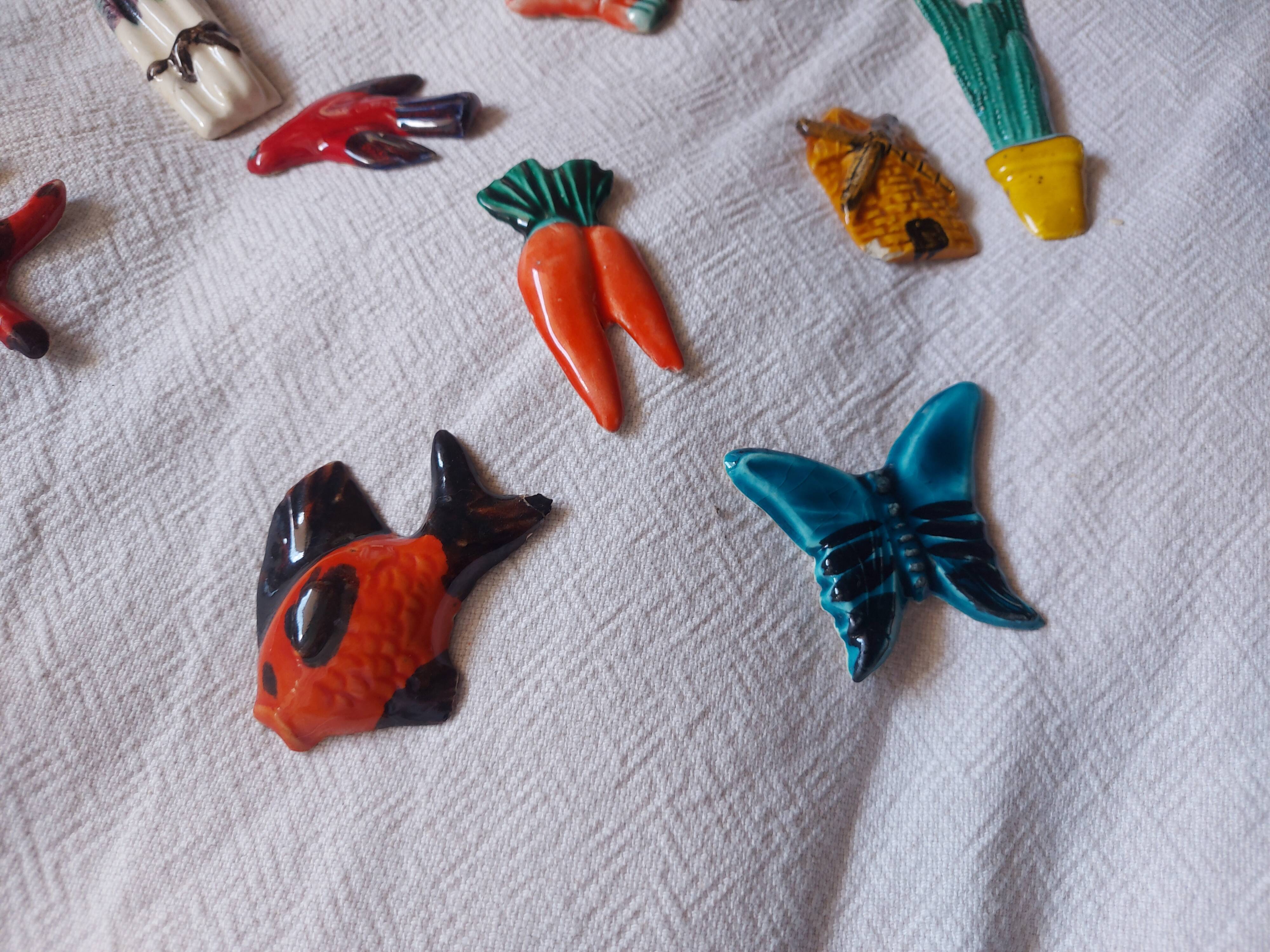 Set of 10 ceramics animals, fish, butterfly