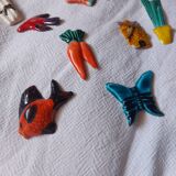 Set of 10 ceramics animals, fish, butterfly