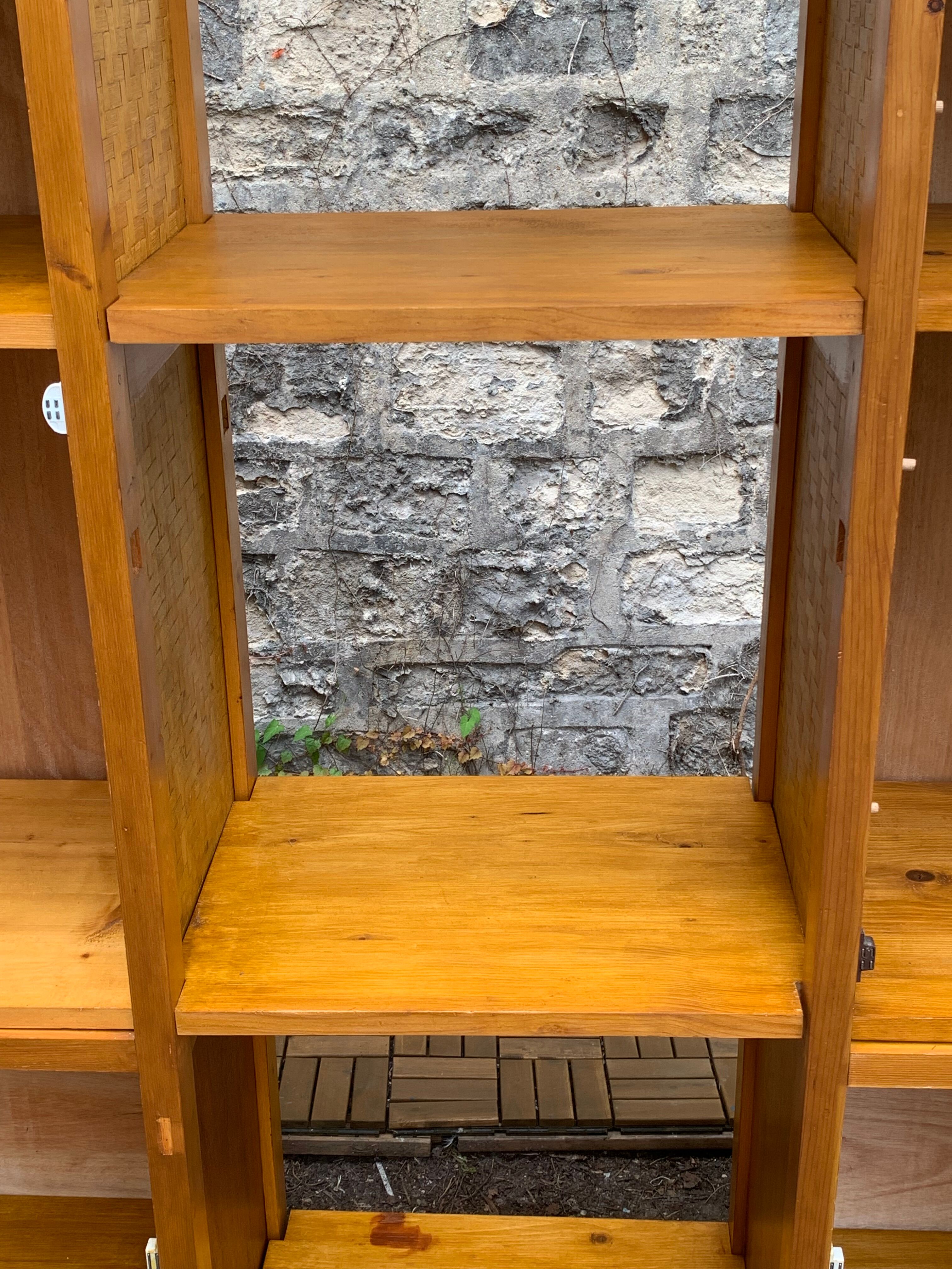 Bamboo cabinet woven and modular pine vintage 1960