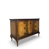Commode italienne en placage et bois massif de noyer, années 1940-1950