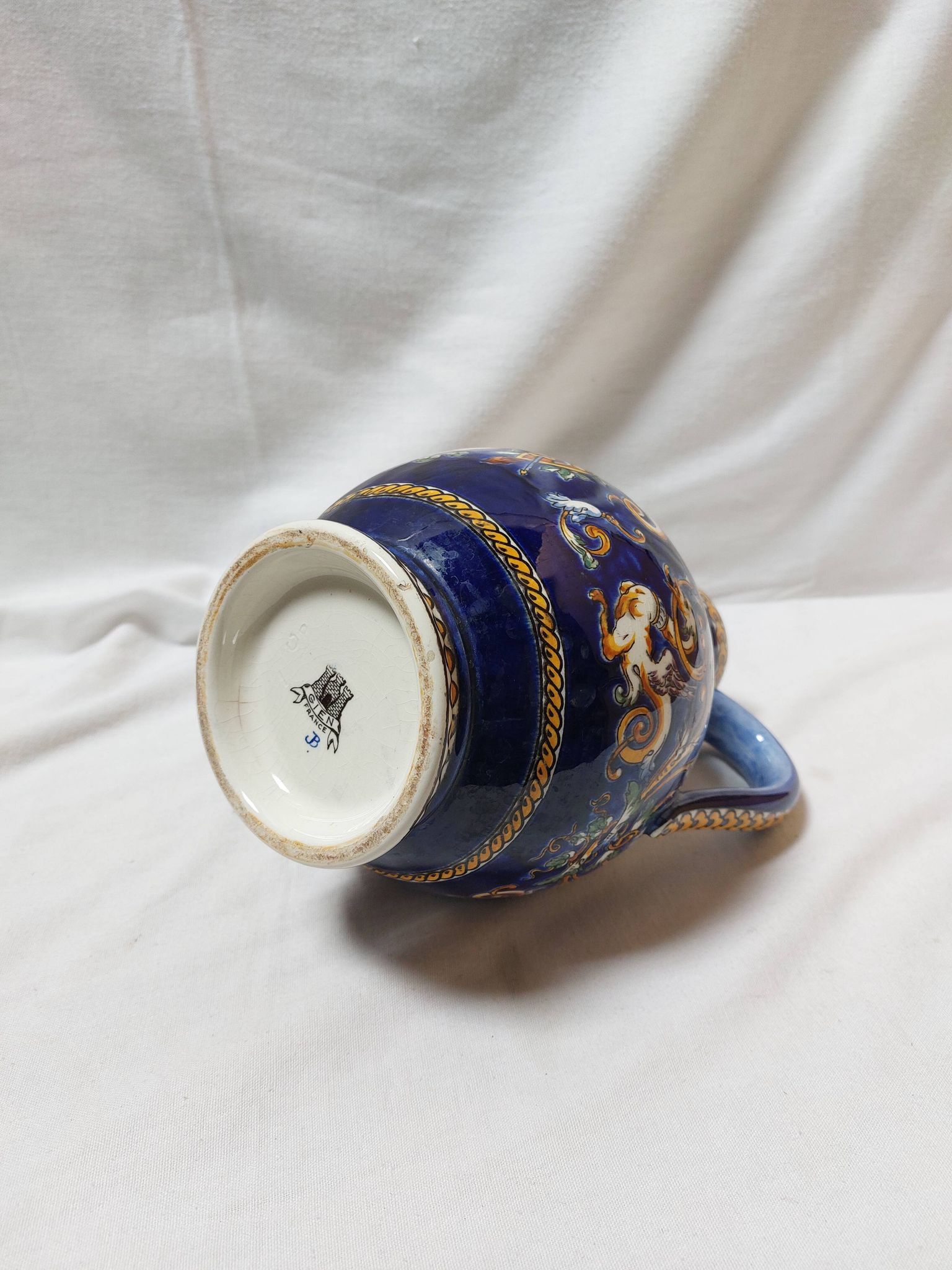 Pichet ventru Gien bleu modèle Renaissance