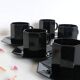 Set de 6 tasses et sous tasses noires, Arcoroc, série Octime, 1980, vintage français