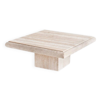 Large vintage travertine marble coffee table. Italy, 1980s