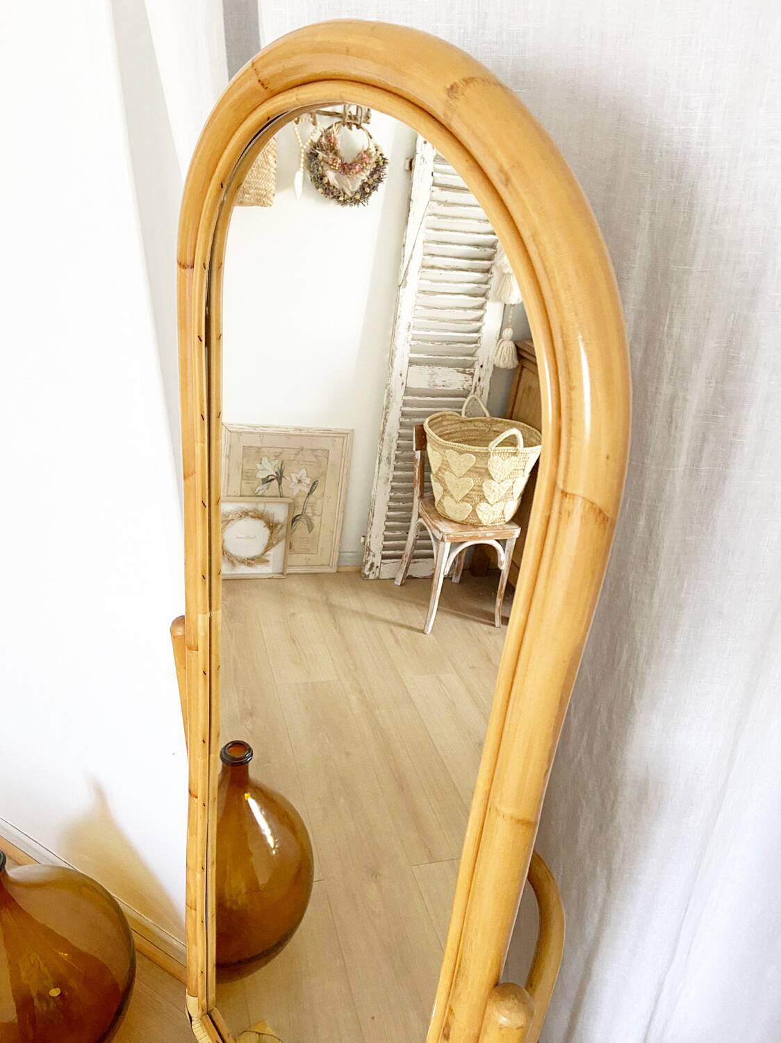 Vintage bamboo psyche mirror