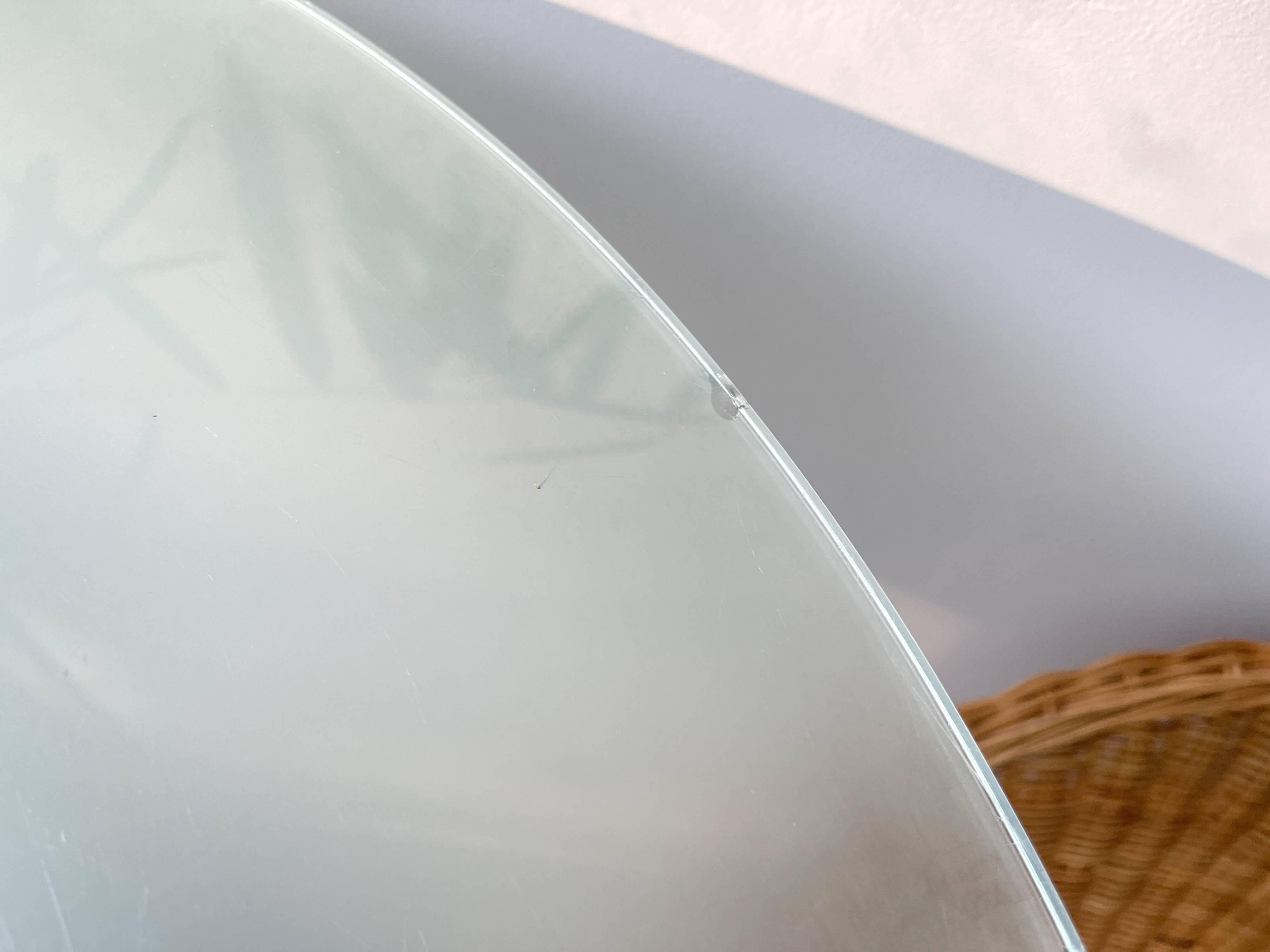 Vintage round mushroom table in wood and glass, 1970s