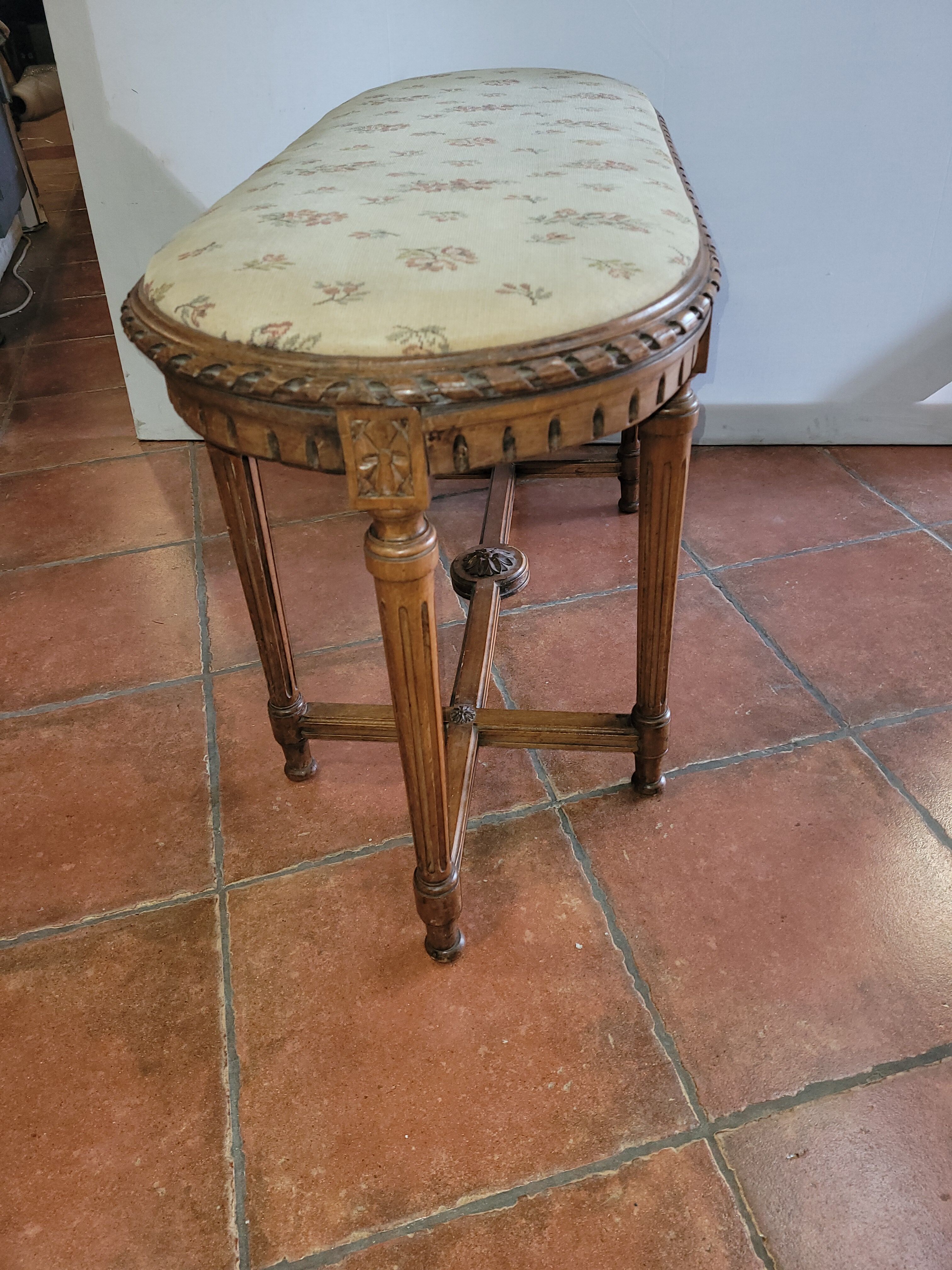 Antique walnut piano bench
