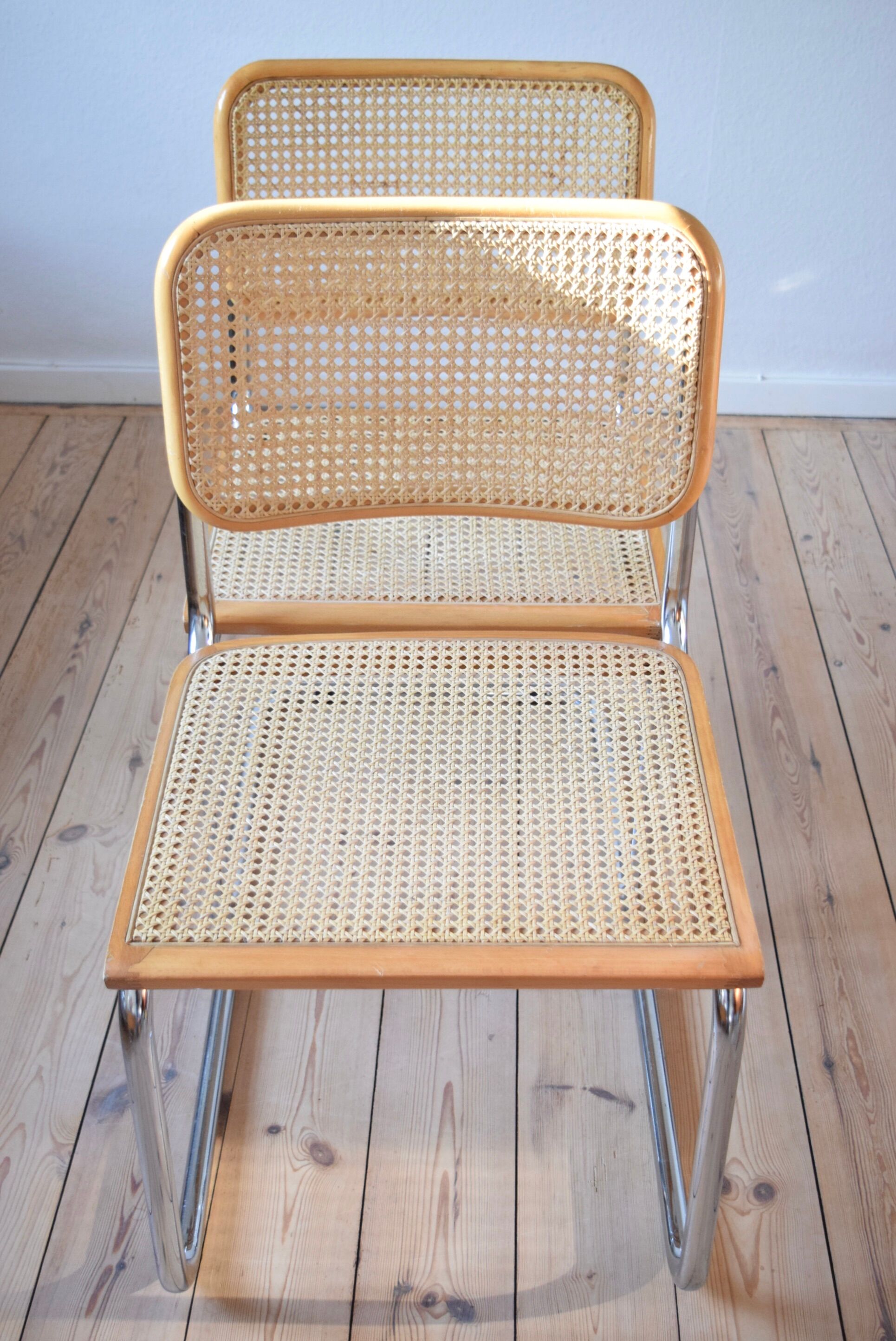 Beech & Cane 'Cesca' chairs by Marcel Breuer