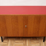 1960s sideboard in teak and formica red