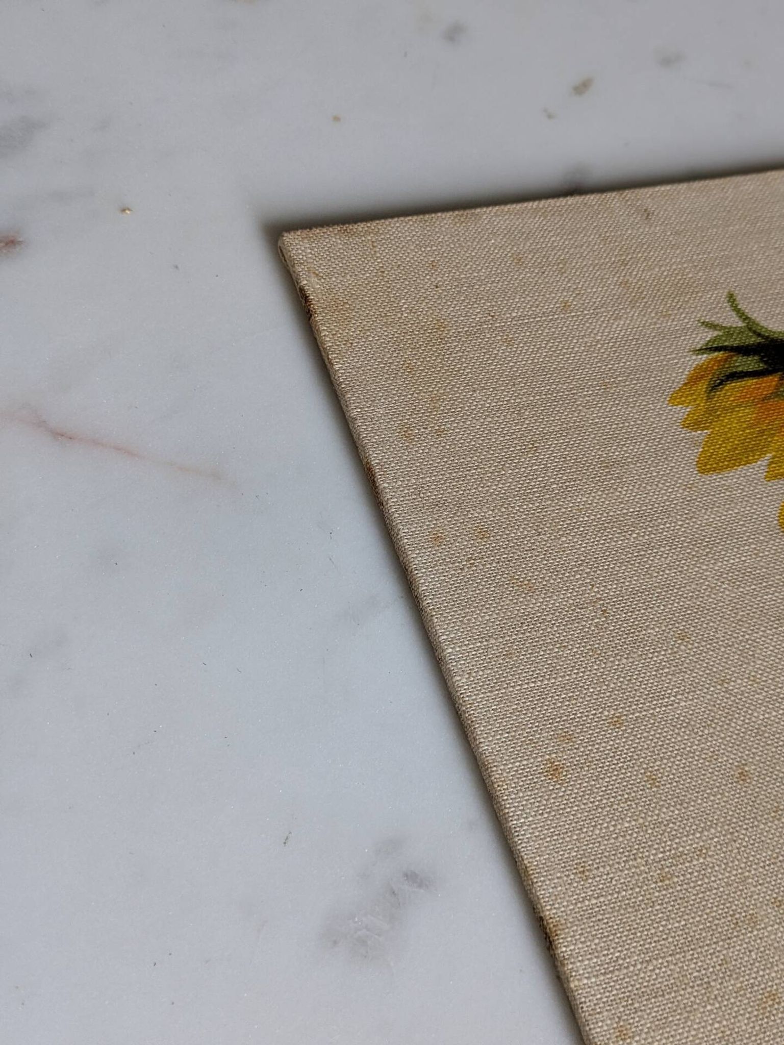 Vintage painting on linen "The Sunflowers" by Irmgard Gutsche 60s/70s
