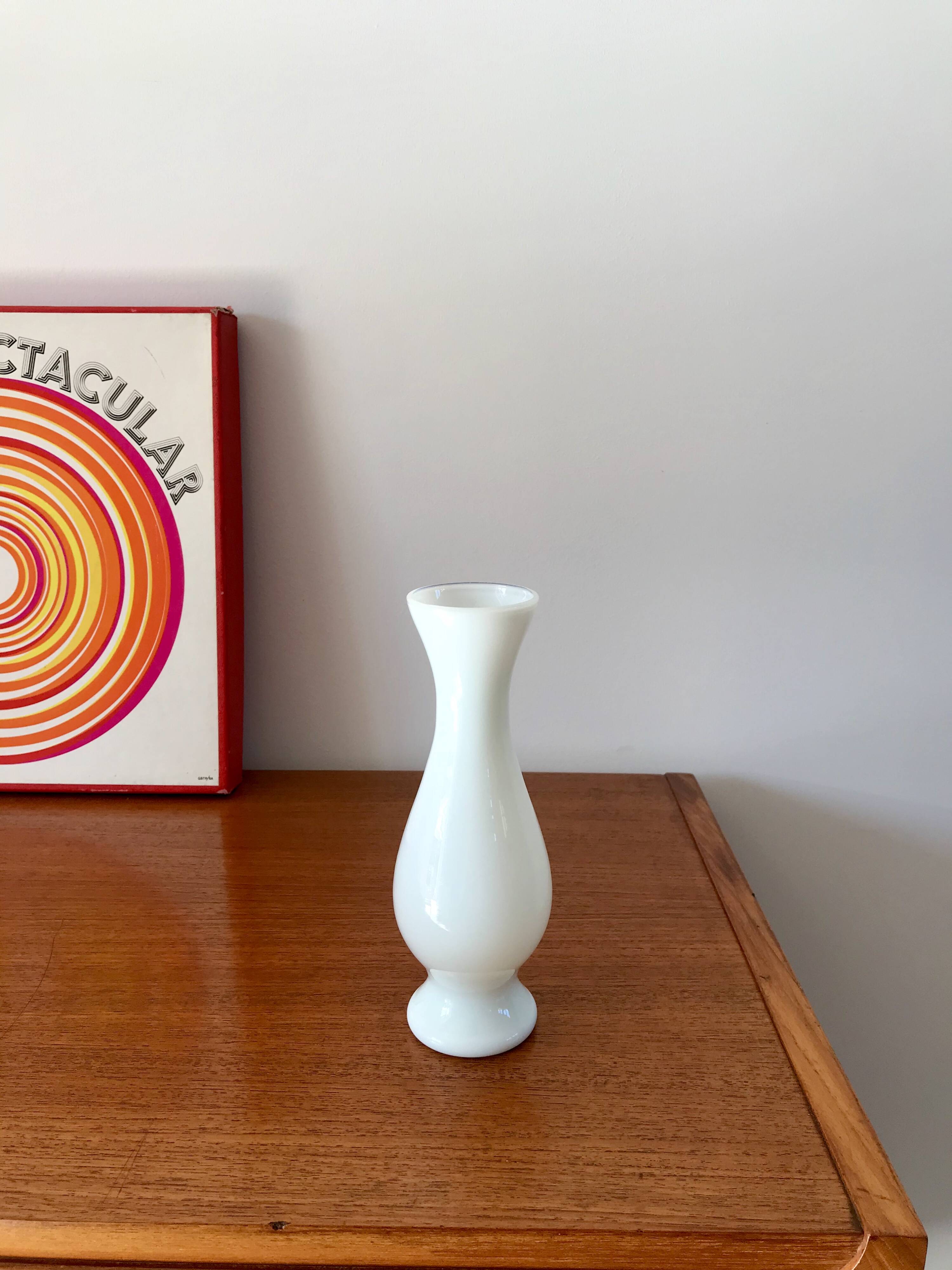 white opaline vase design from the 50s