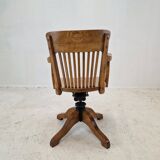 Industrial Oak Swivel Chair, 1900's