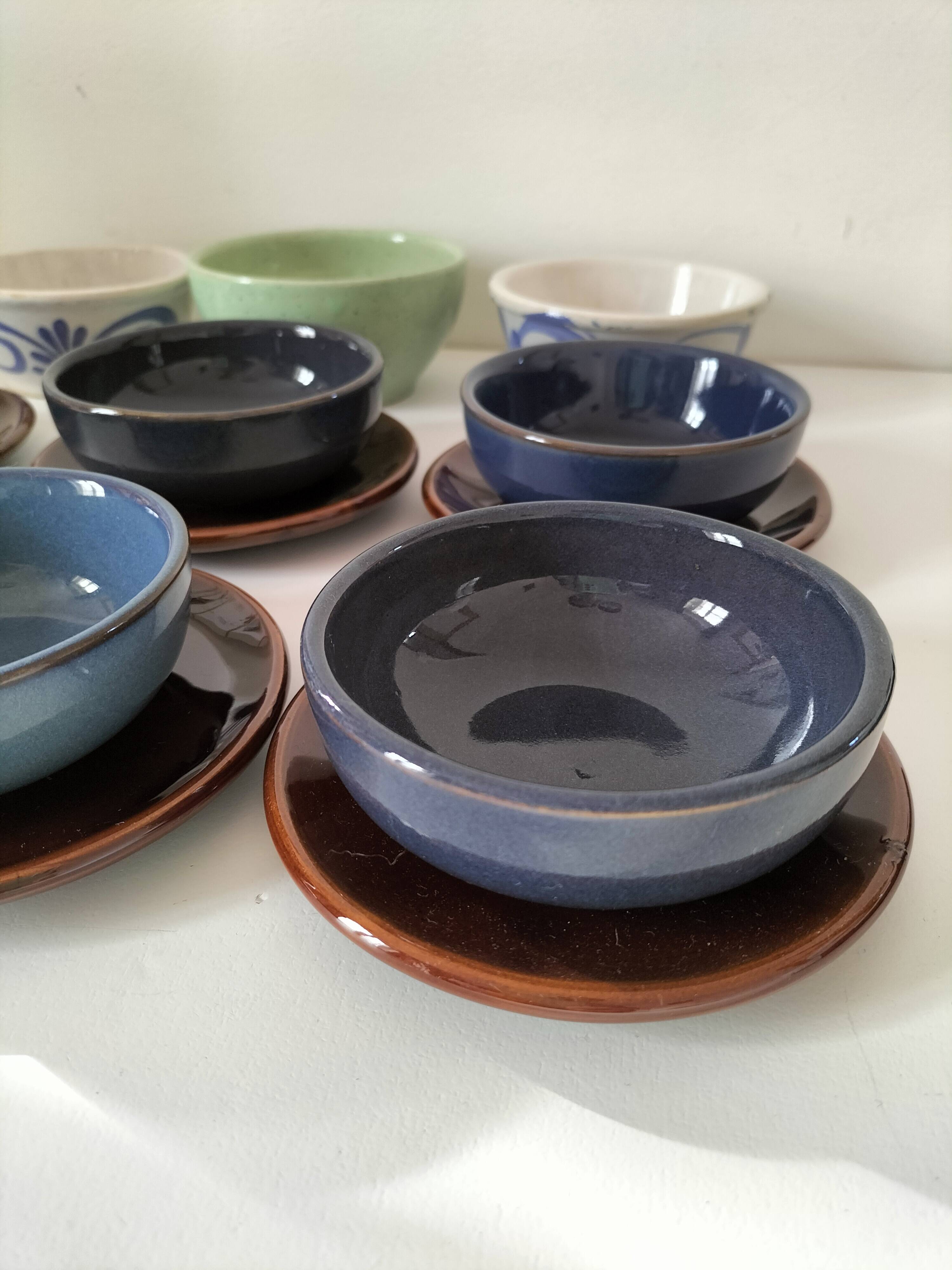 Vintage blue bowl mix & match set – country breakfast spirit