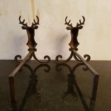 Pair of deer head andirons