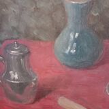 Tableau huile . Nature morte au biscuit