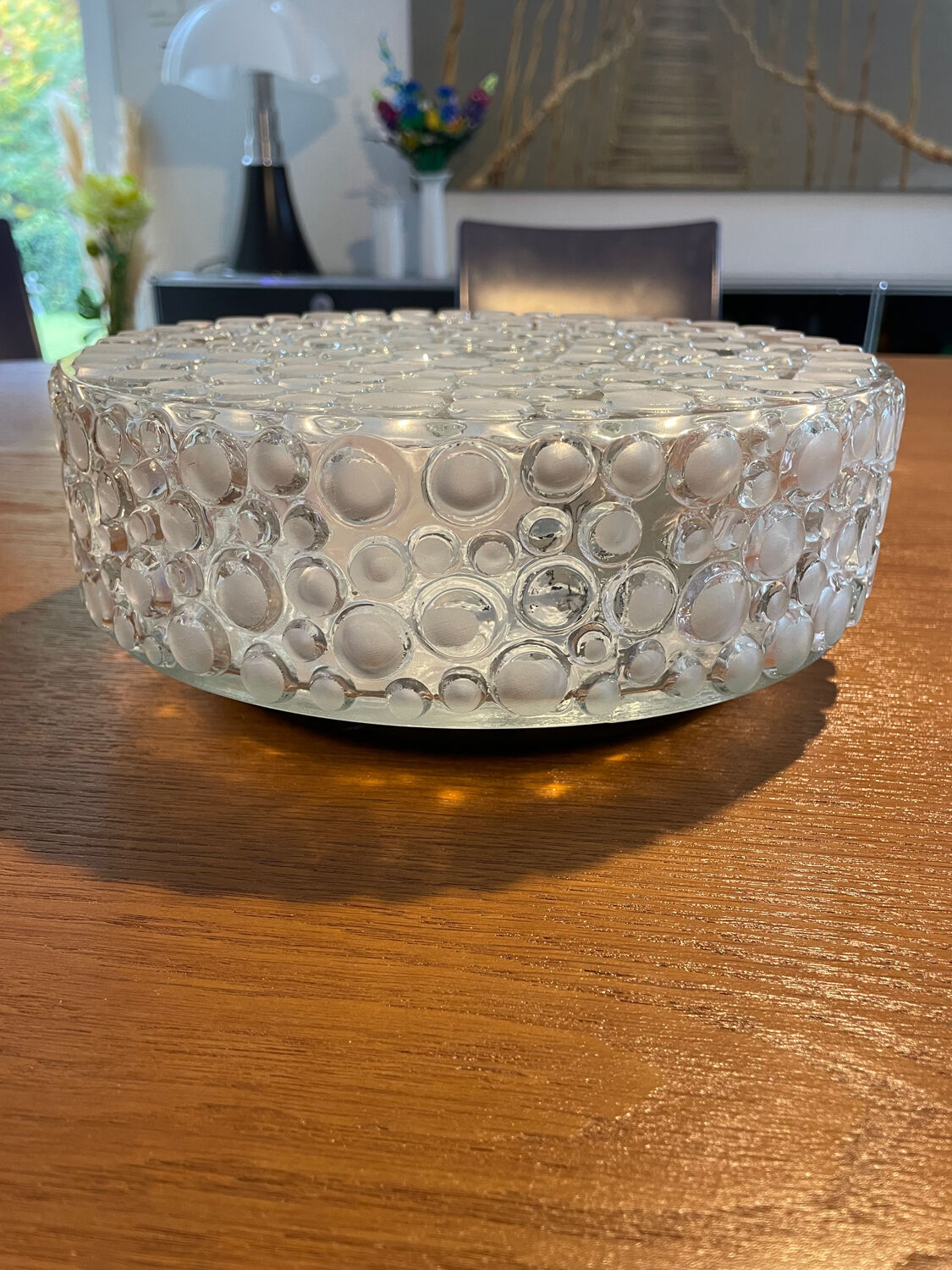 Pressed glass ceiling light, 1970