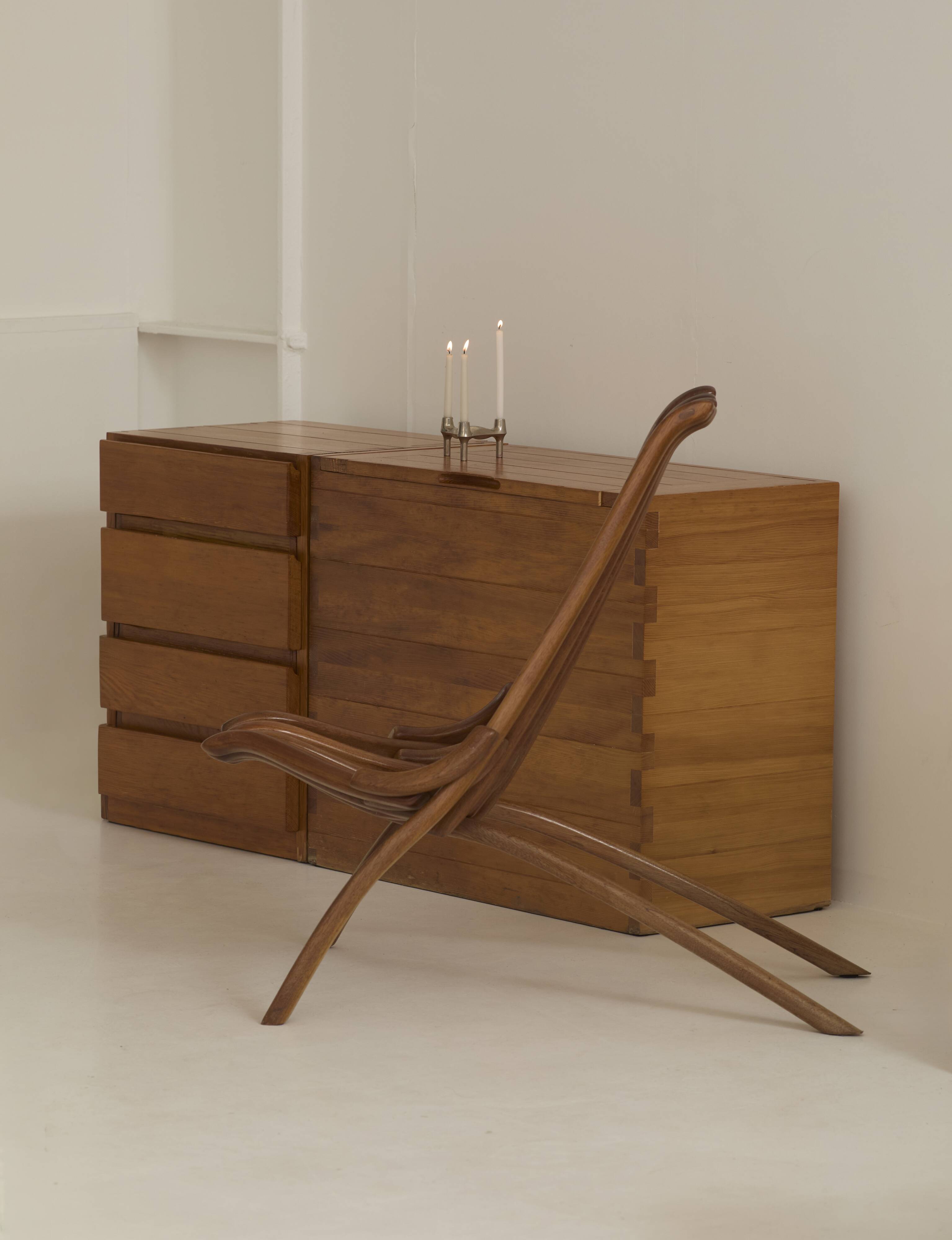 Large chest Maison Regain in solid pine Vintage Circa 1975