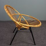 Fauteuil en rotin Design Hollandais 1960
