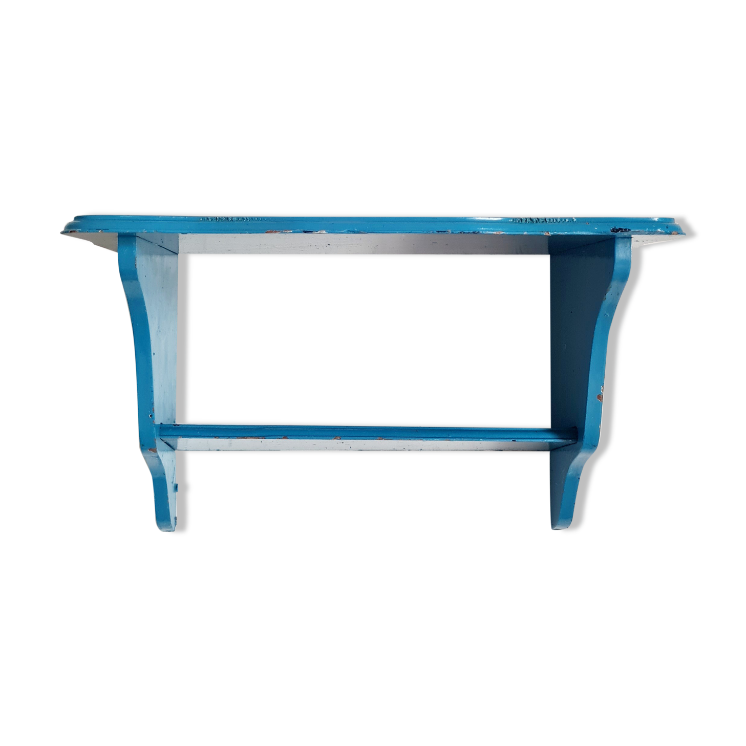 Blue wood wall shelf