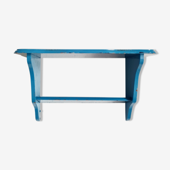 Blue wood wall shelf