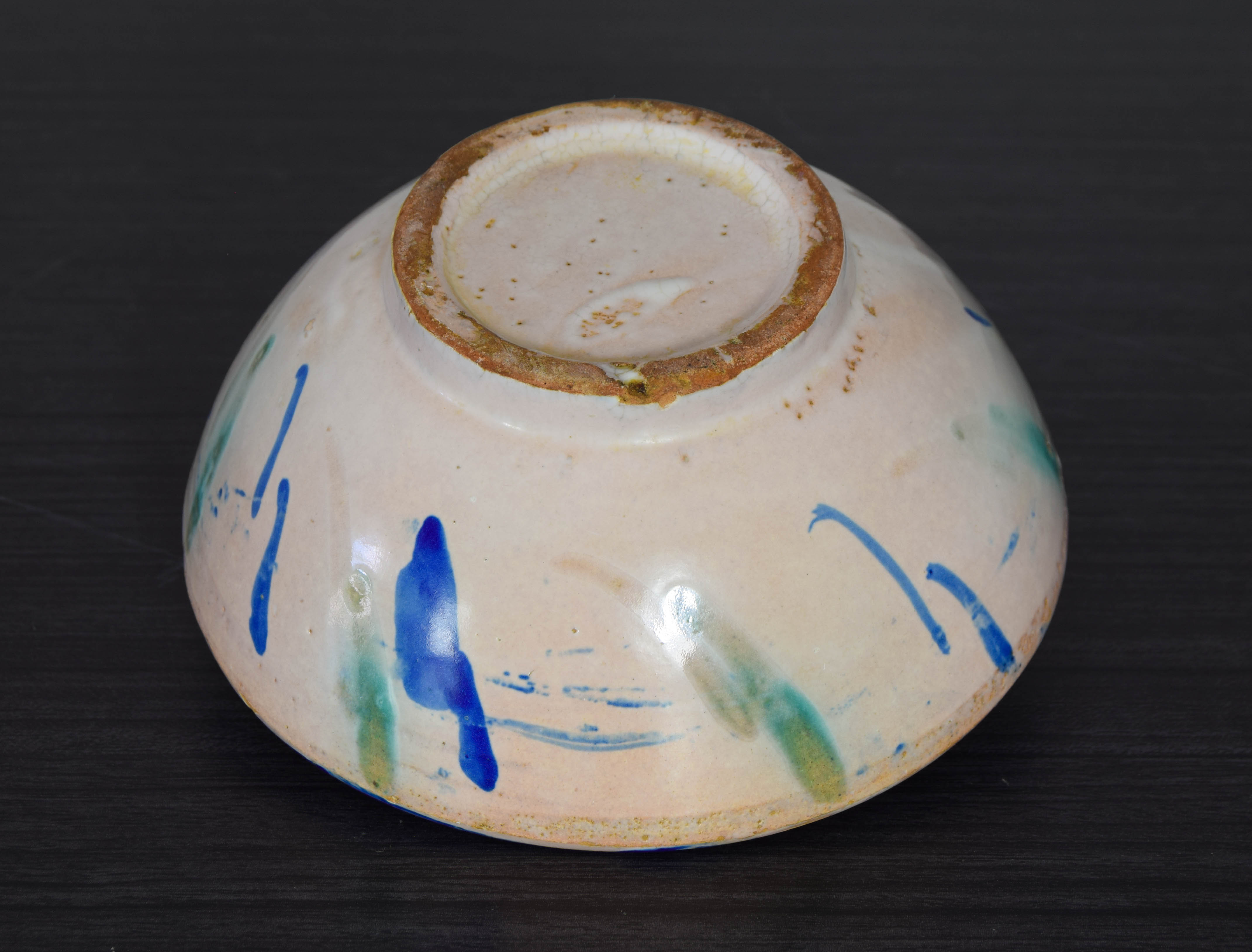 Antique Fajalauza Glazed Terracotta Ceramic Lebrillo Bowl, Granada Spain