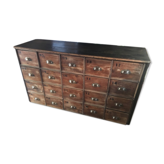 Apothecary line 20 drawers early 20th century