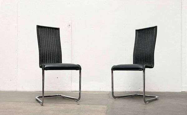 Chaises cantilever allemandes B25 grises avec coussins en cuir fixes de Tecta par Tecta et Jean Prouvé, ensemble de 2