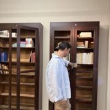 Italian Brown and Burgundy Lacquered Display Cabinets, 1890s, Set of 2