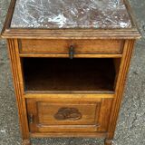 Art Deco period bedside table in carved wood and marble