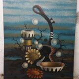 Gianfranco Rontani . Lucca (1926-2018) large oil on canvas 118 x 97 surrealist