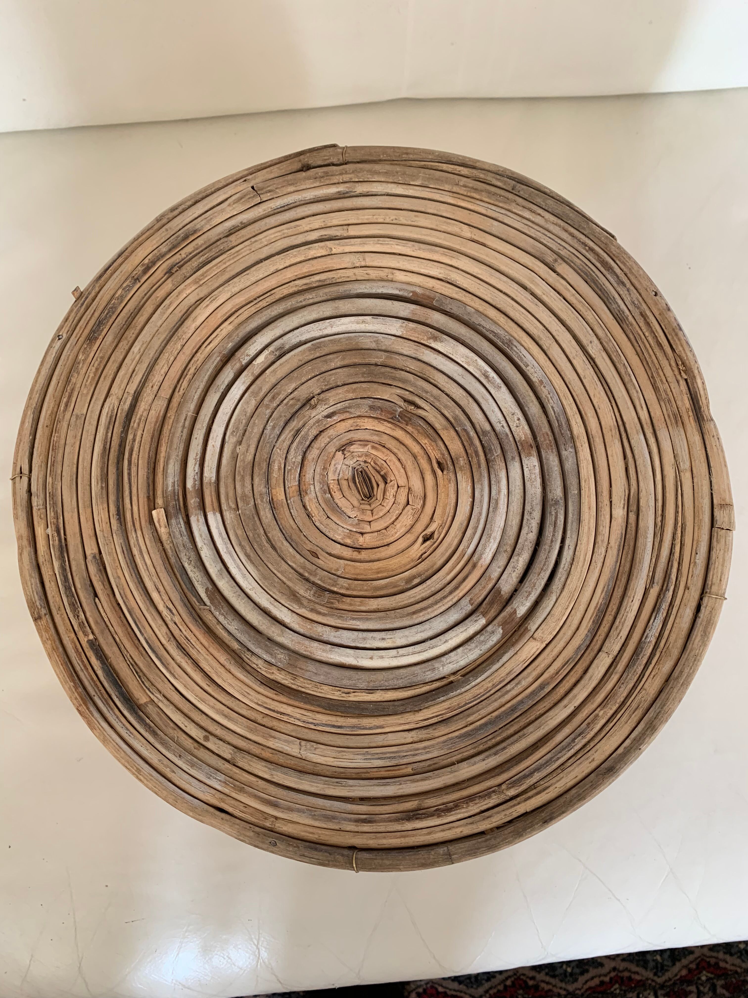 Rattan and brass basket