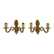 Old pair of double-light brass wall sconces. 60s